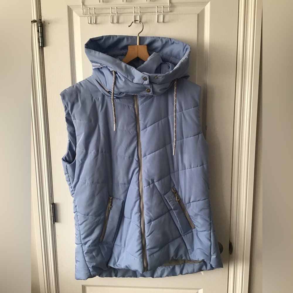 C.I.S. Sylt Plus Size Light Blue Hooded Vest